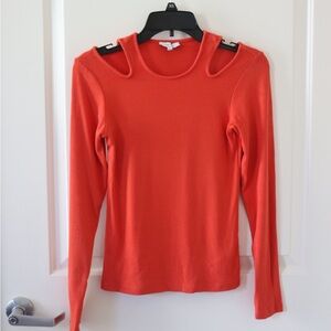 Reiss Cutout-Shoulder Long Sleeve Top - Orange